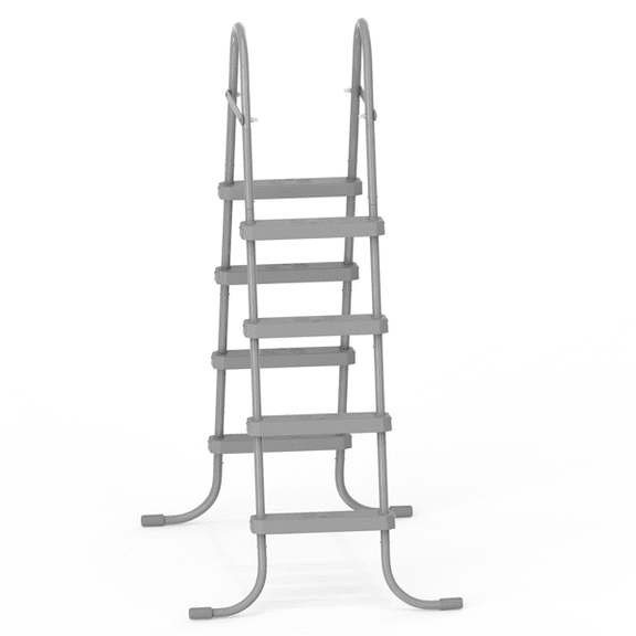 Alvantor 52in 4-Step Above Ground Pool Ladder, Iron Frame with Non-Slip Gray Steps, Gray
