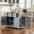 thumbnail image 1 of Alvantor 53'' Kitchen Island Carts with Power Outlet, Farmhouse Buffet Cabinet with Drop Leaf and Open Racks for Dining Room Living Room Grey Blue, 1 of 11