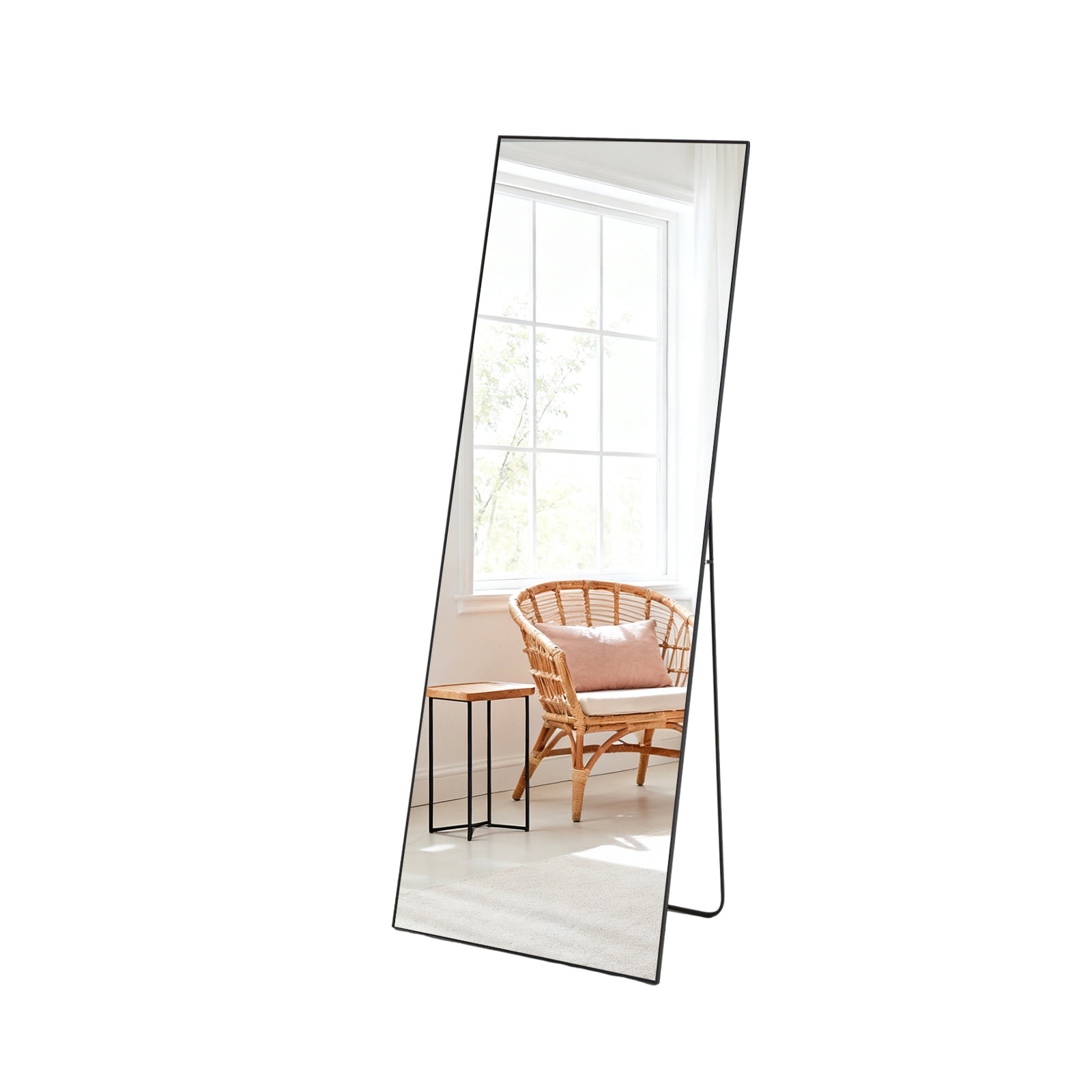 Alvantor 56"x15" Mirror Full Length Full Body Mirror with Stand, Shatterproof Tempered Glass, Modern Aluminum Alloy Frame, Free Standing or Leaning for Home Decor