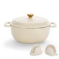 thumbnail image 1 of Alvantor 5QT Enameled Cast Iron Dutch Oven with Lid, Round Braising Pot, Oven Safe 500°F, Induction Compatible, Ceramic White, 1 of 7