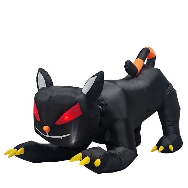 Alvantor 6.5 ft Animated Black Cat Halloween Inflatable with Moving Head and 5 LED Lights