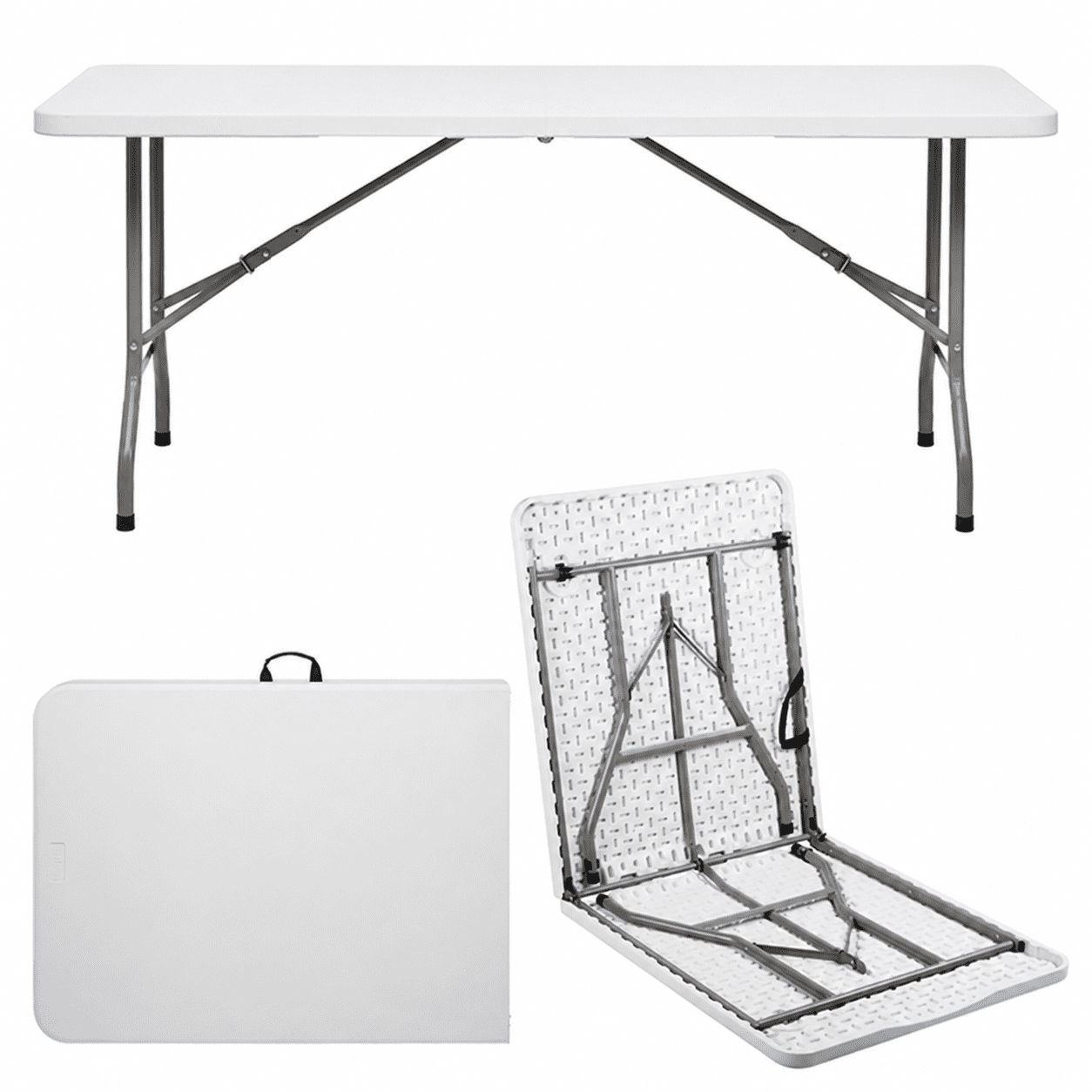 Alvantor 6-Foot Outdoor Folding Table for Camping, Picnics & Parties
