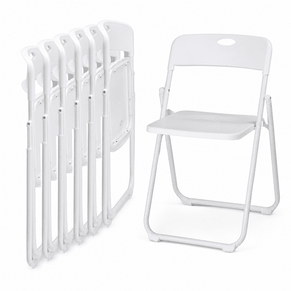Alvantor 6 Pack Plastic Folding Chairs for Events and Parties, Indoor Outdoor, White