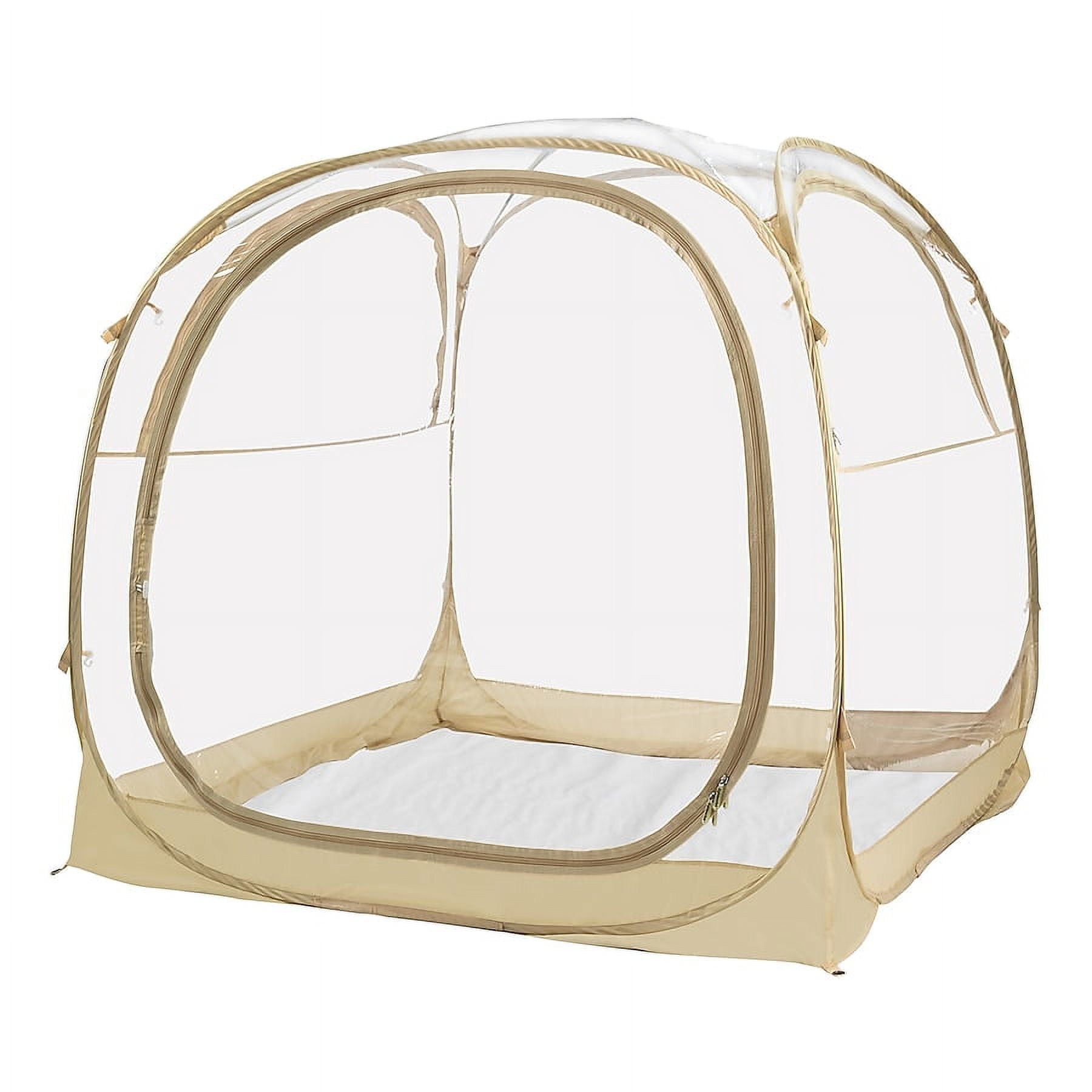 Beige 6-Person Fiberglass Frame Pop-Up Bubble Camping Tent