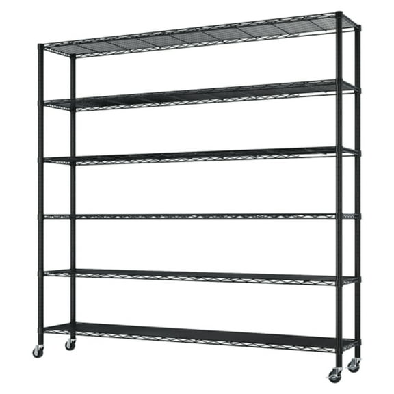 Alvantor 6-Tier Steel Shelving Unit with Rolling Wheels for Home and Garage