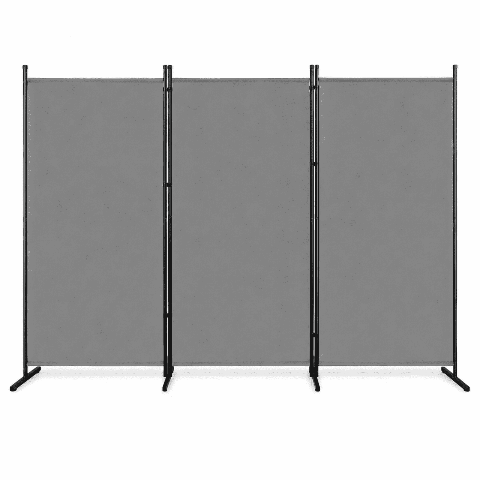 Alvantor 6 ft 3-Panel Room Divider, 102.8 in Wide Foldable Polyester Fabric with Carbon Steel Frame, Gray