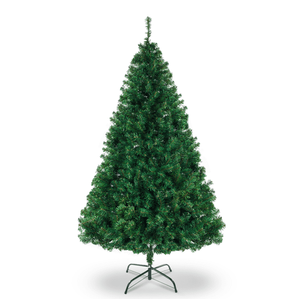 Alvantor 6 ft Artificial Christmas Tree with 1,050 PVC Branch Tips, 150 Warm White LED Lights and Remote, Green
