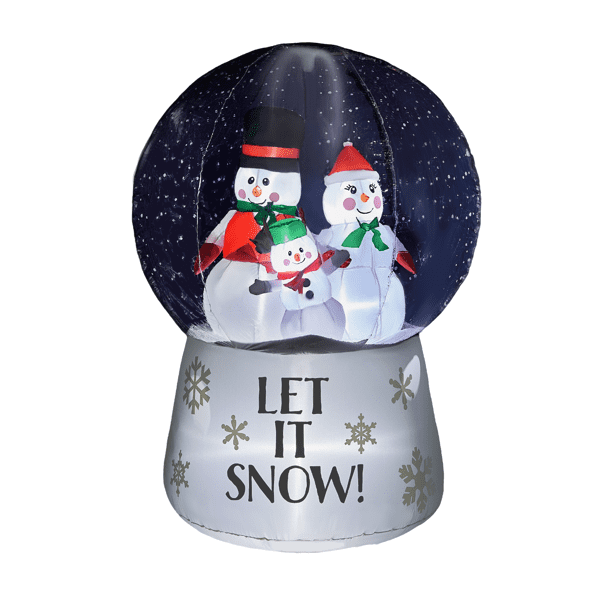 Alvantor 6 ft Christmas Inflatable Snow Globe with Snowman Family, Moving Snow and 5 White LED Lights, Multicolor