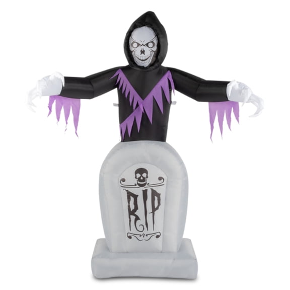 Alvantor 6 ft Halloween Inflatable Grim Reaper and Tombstone with 3 LED Lights for Outdoor Yard