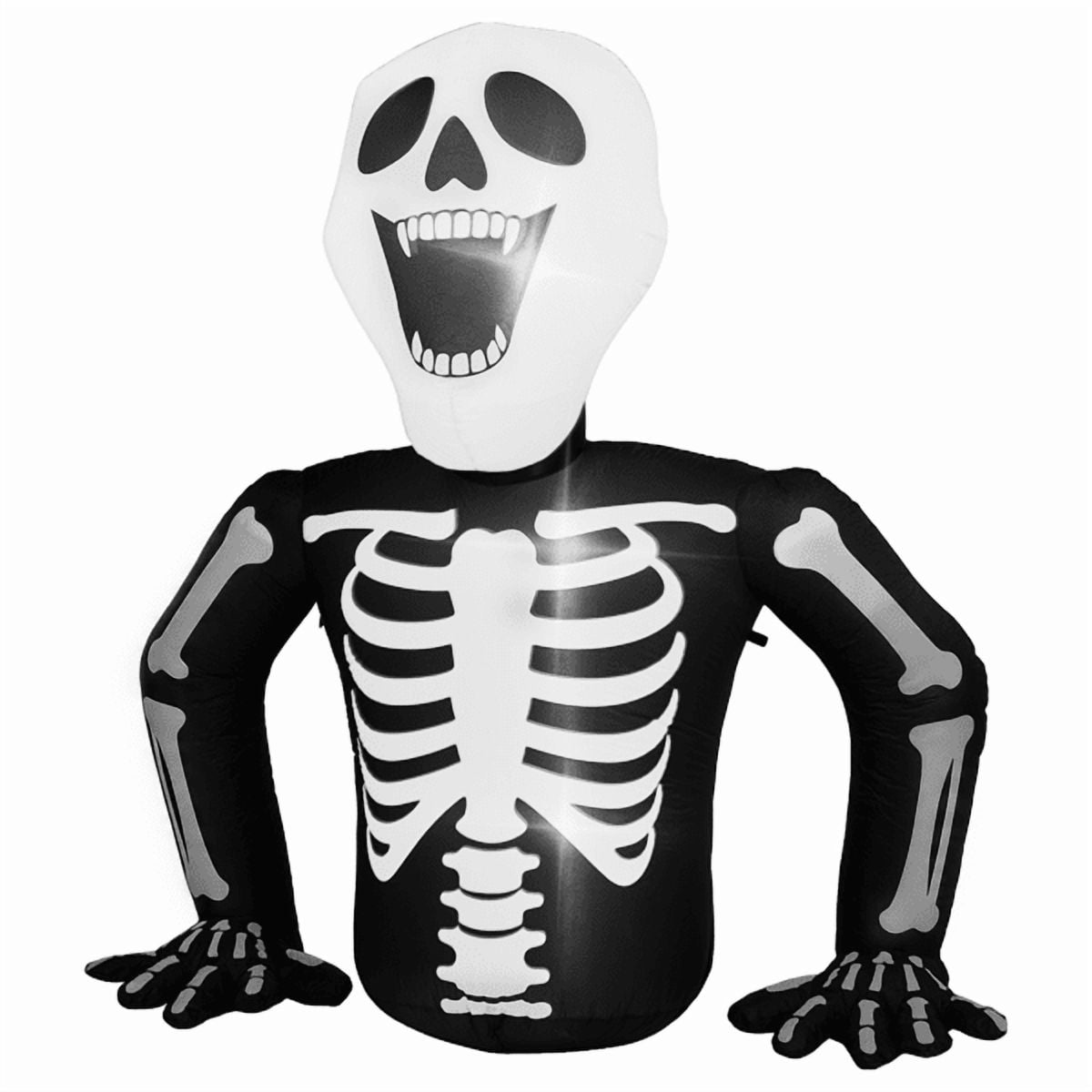 Alvantor 6 ft Halloween Inflatable Skeleton with 3 LED Lights, Black and White, for Outdoor Yard Display