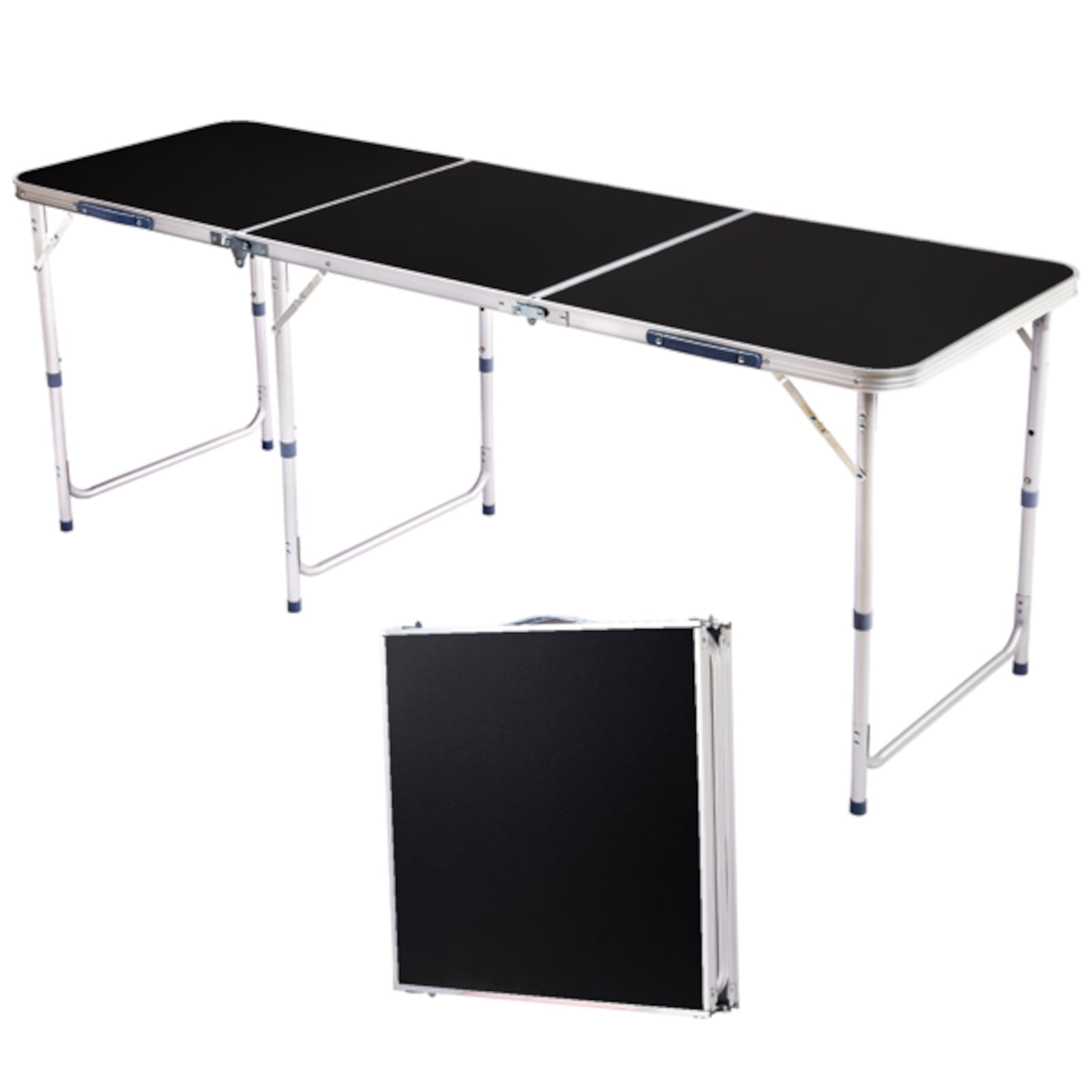 Alvantor 6 ft Portable Folding Camping Table, Black Aluminum