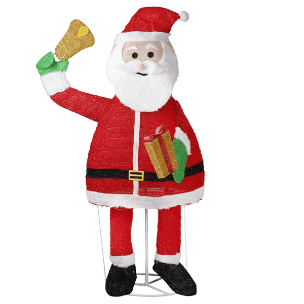 Alvantor 6 ft Pre-Lit Pull-Up Santa Claus with Bell and Gift, 200 Warm White LED Lights, Indoor and Outdoor Christmas Decorations