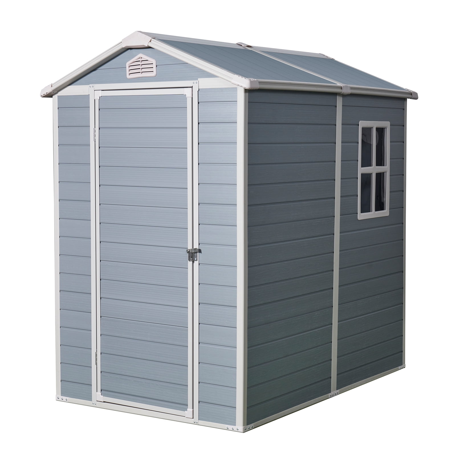 Alvantor 6 x 4 Ft Resin Storage Shed with Floor Outdoor Waterproof Garden Shed with Window and Lockable Door for Backyard, Garden, Patio Gray