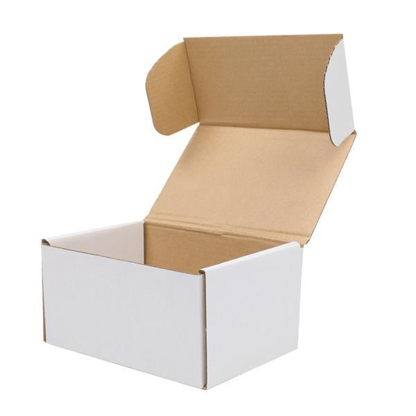 Alvantor 6 x 4 x 3 in Moving Boxes, Corrugated Cardboard Packing Boxes, White and Yellow Shipping Boxes, 50 Pack