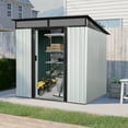 thumbnail image 1 of Alvantor 6 x 5 Ft Outdoor Storage Shed Metal Garden Shed with Sliding Doors and Transparent plate for Backyard, Garden White, 1 of 7