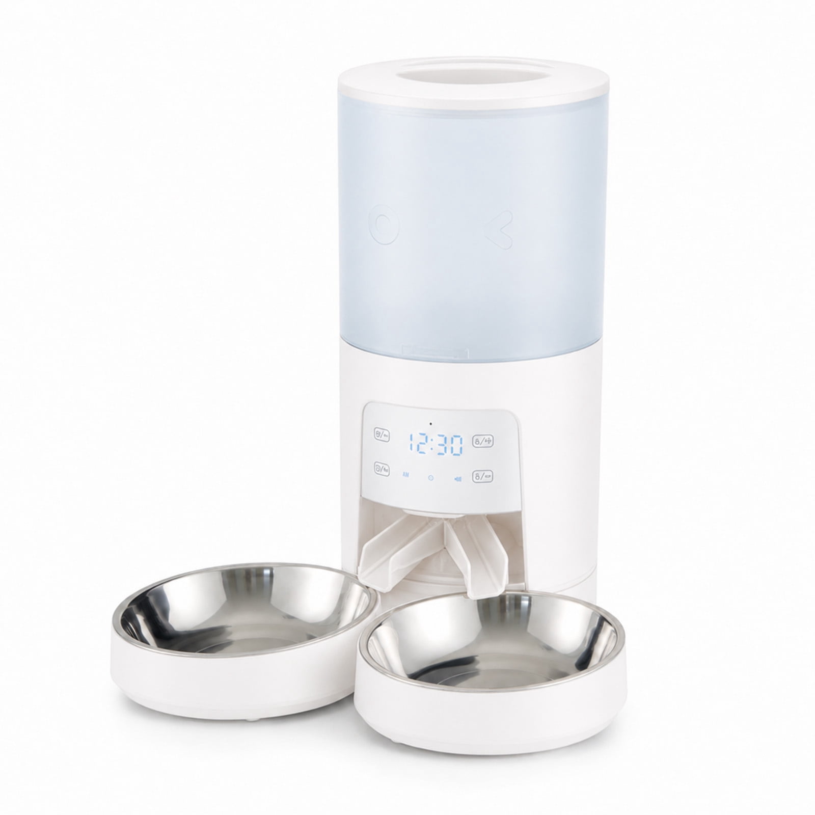 Alvantor 6L Automatic Cat Feeder, imed Cat Food Dispenser with 2 Stainless Bowls, Supply 10S Voice Recorder, Dual Power, Dual Pet Feeder for Cats and Dogs