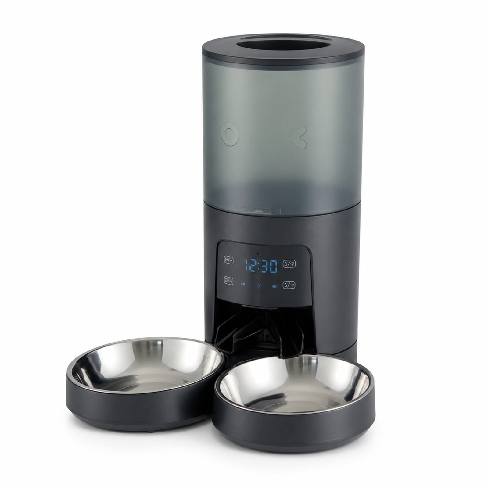Alvantor 6L Automatic Cat Feeder, imed Cat Food Dispenser with 2 Stainless Bowls, Supply 10S Voice Recorder, Dual Power, Dual Pet Feeder for Cats and Dogs