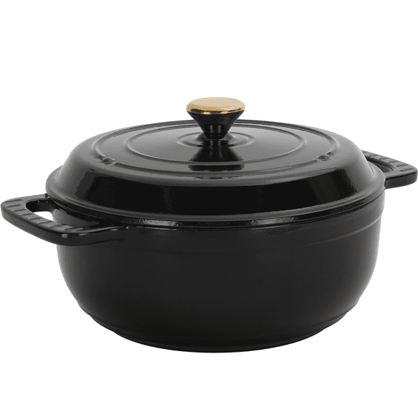 Alvantor 6QT Enameled Cast Iron Dutch Oven with Lid, Round Braising Pot, Oven Safe 500°F, Induction Compatible, Gradient Black