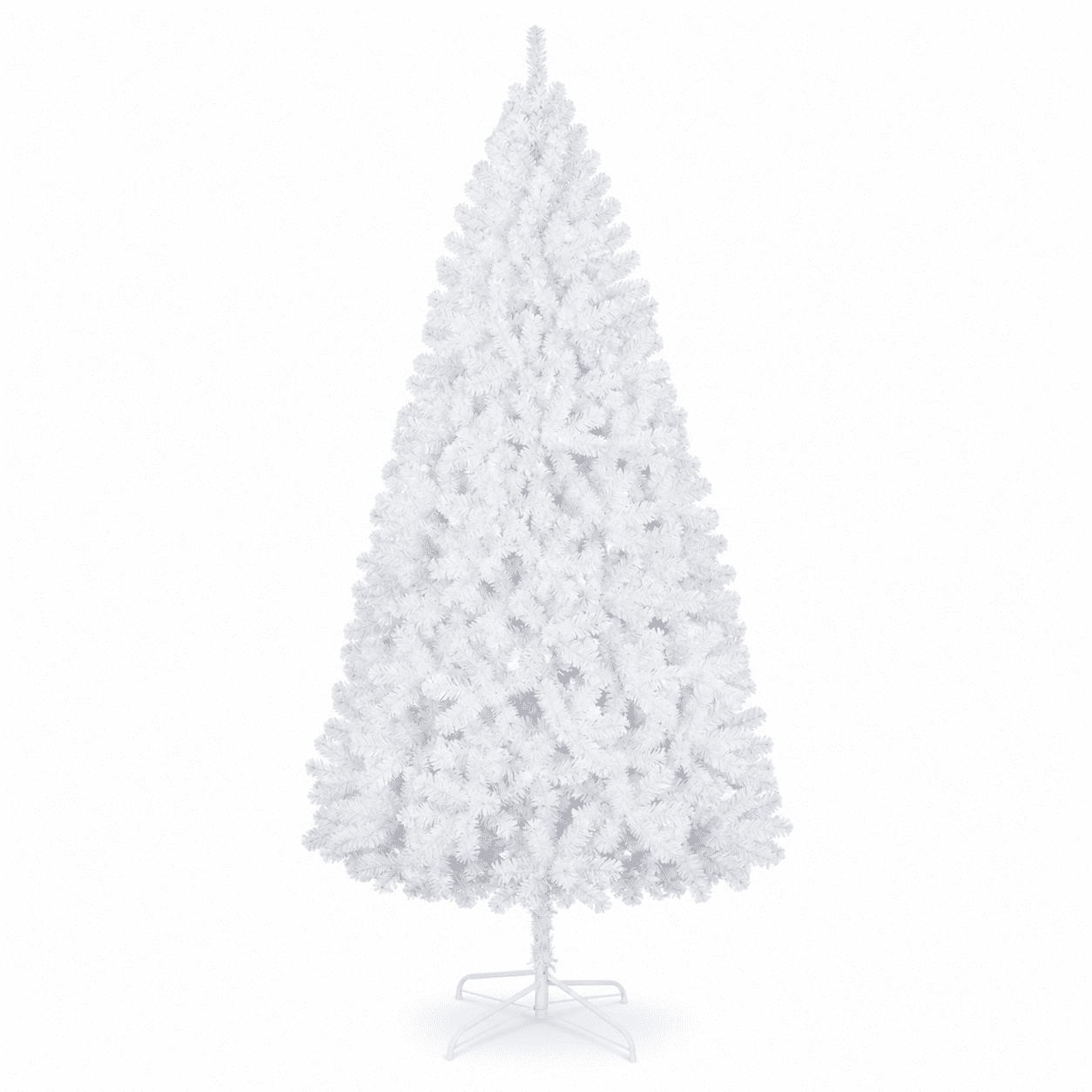 Alvantor 7.5 ft White Flocked Artificial Christmas Tree with 1349 PVC Branch Tips and Metal Stand