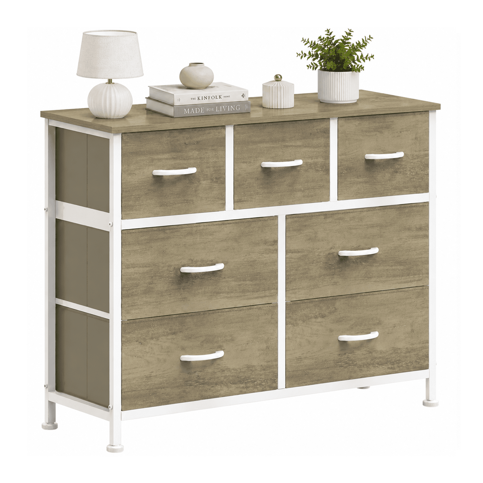 Alvantor 7/8/9-Dresser, Dresser for Bedroom Organizer Storage, Fabric Storage Tower with Sturdy Steel Frame, Wooden Top & Easy Pull Fabric Bins, Dresser for Living Room Entryway Clothes Organization