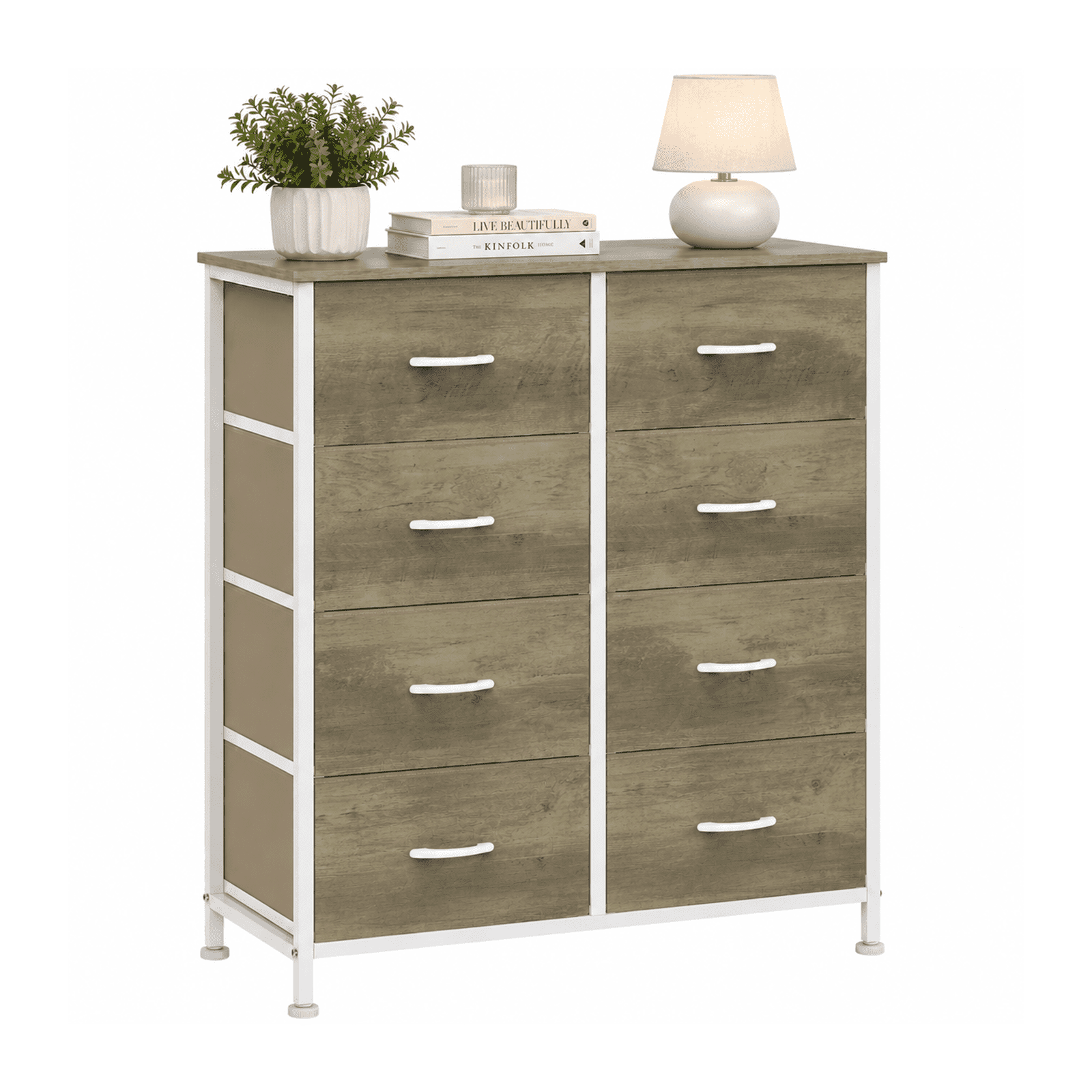 Alvantor 7/8/9-Dresser, Dresser for Bedroom Organizer Storage, Fabric Storage Tower with Sturdy Steel Frame, Wooden Top & Easy Pull Fabric Bins, Dresser for Living Room Entryway Clothes Organization