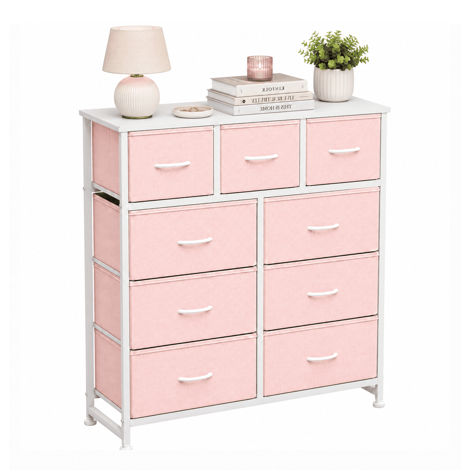 Alvantor 7/8/9-Dresser, Dresser for Bedroom Organizer Storage, Fabric Storage Tower with Sturdy Steel Frame, Wooden Top & Easy Pull Fabric Bins, Dresser for Living Room Entryway Clothes Organization