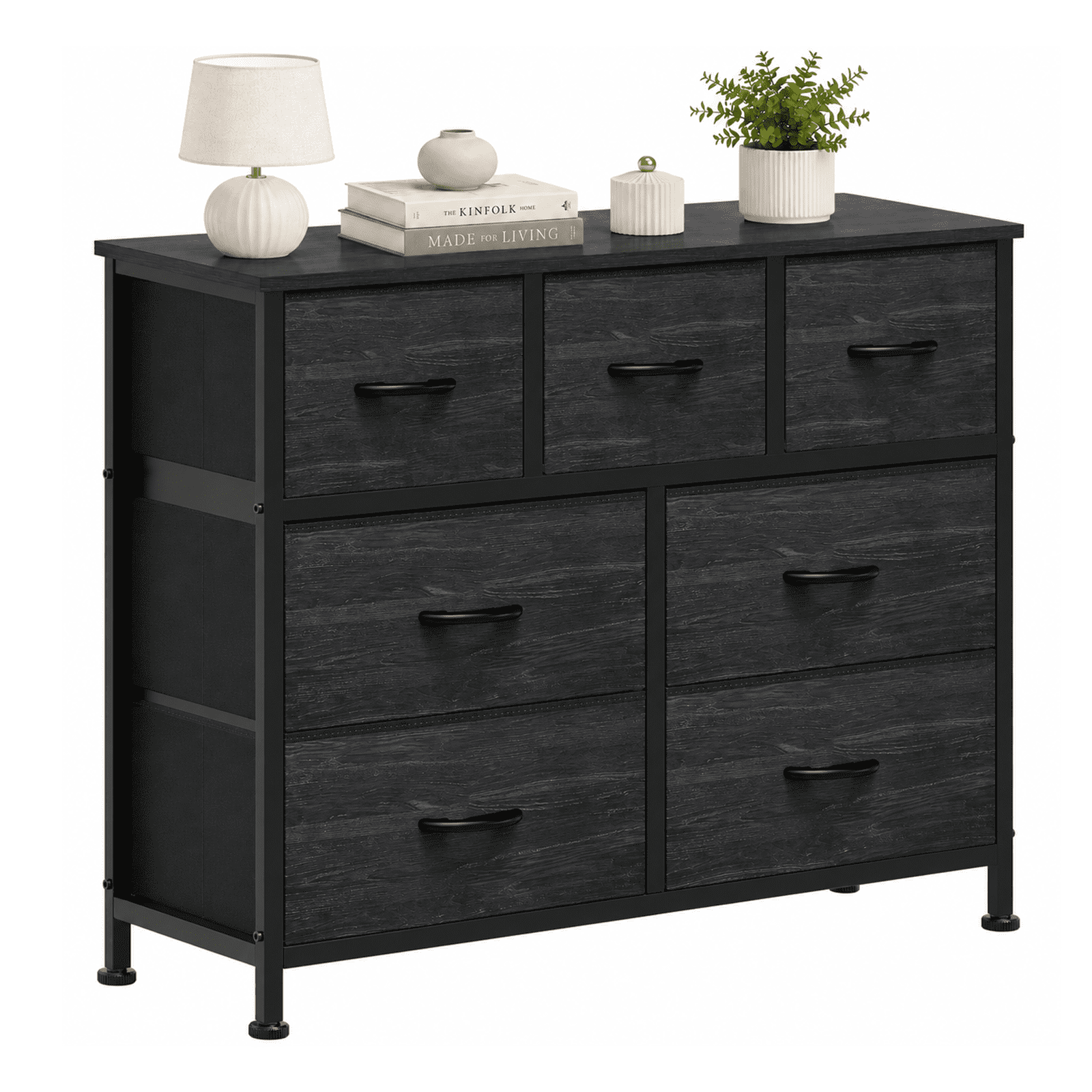 Alvantor 7/8/9-Dresser, Dresser for Bedroom Organizer Storage, Fabric Storage Tower with Sturdy Steel Frame, Wooden Top & Easy Pull Fabric Bins, Dresser for Living Room Entryway Clothes Organization