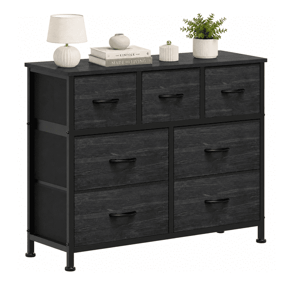 Alvantor 7/8/9-Dresser, Dresser for Bedroom Organizer Storage, Fabric Storage Tower with Sturdy Steel Frame, Wooden Top & Easy Pull Fabric Bins, Dresser for Living Room Entryway Clothes Organization