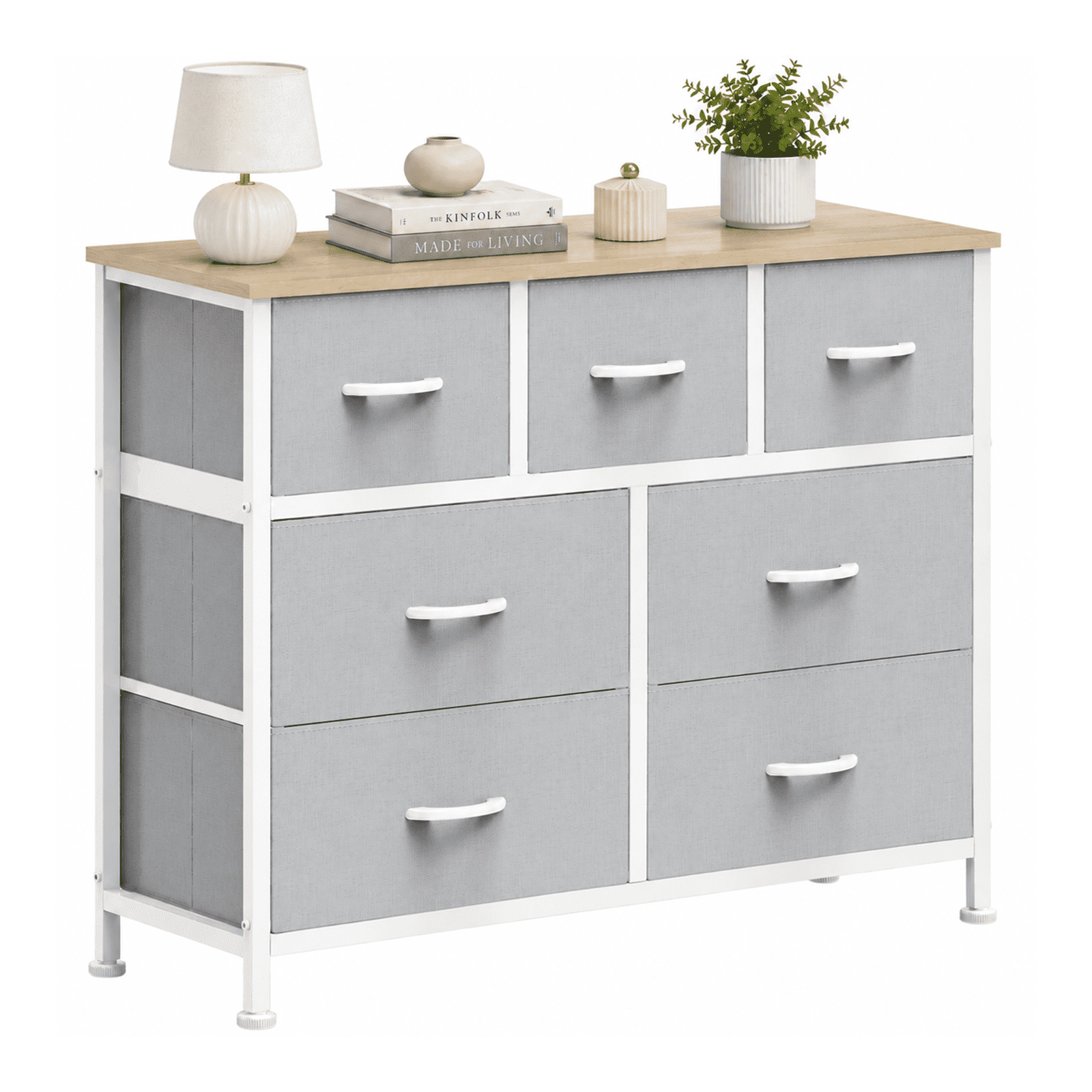 Alvantor 7/8/9-Dresser, Dresser for Bedroom Organizer Storage, Fabric Storage Tower with Sturdy Steel Frame, Wooden Top & Easy Pull Fabric Bins, Dresser for Living Room Entryway Clothes Organization
