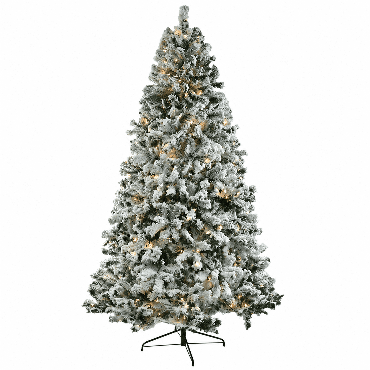 Alvantor 7 ft Pre-Lit Snow-Flocked Artificial Christmas Tree with 400 Warm and Cool White LED Lights, Remote Control and 1000 PVC Tips