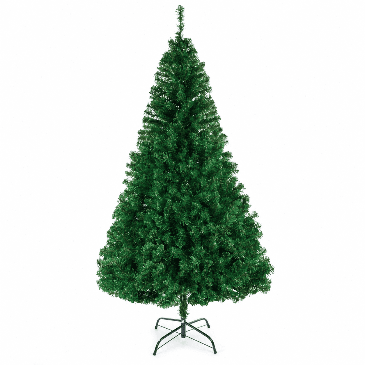 Alvantor 7 ft Unlit Artificial Christmas Tree with 1100 PVC Branch Tips and 3-Screw Metal Stand, Green