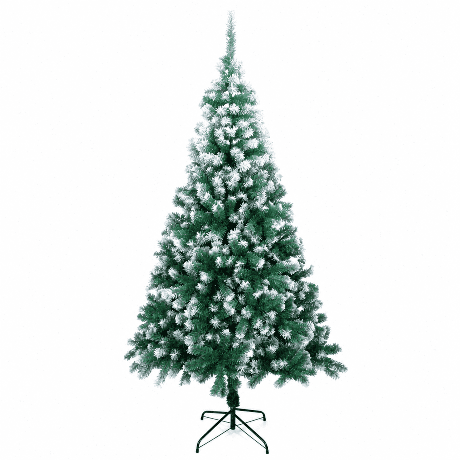 Alvantor 7 ft Unlit Artificial Christmas Tree with 870 Snow-Tipped PVC Branch Tips and 3-Screw Metal Stand, Green and White