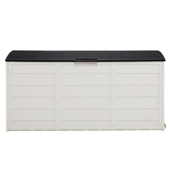 Alvantor 75 gal Outdoor Storage Box Black & White, 44x21.3x19.3 in Deck Chest with Wheels