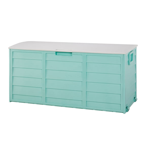 Alvantor 75 Gallon Outdoor Deck Storage Box with Wheels and Handles, Resin Patio Cushion Box, Lockable and Weather-Resistant, Green