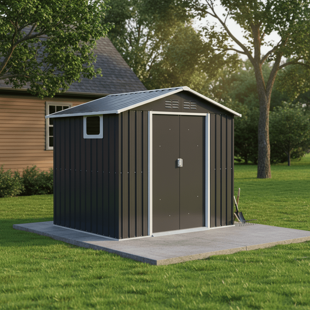 Alvantor Outdoor Storage Shed Metal with Window for Garden,17x4.3ft,Coal Grey