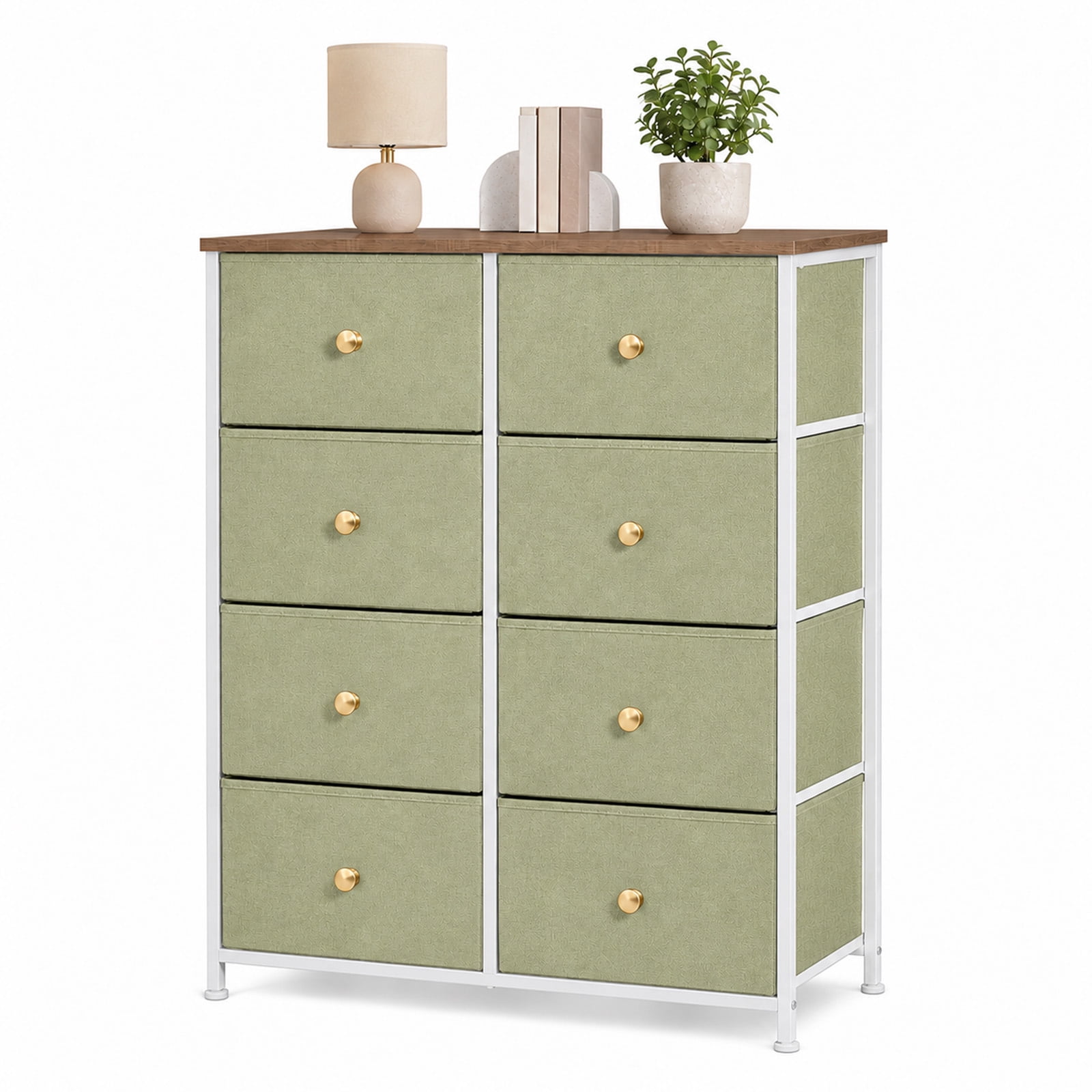 Alvantor 8/9 Drawer Fabric Dresser, Storage Tower for Bedroom and Closet, Chest of Drawers with Sturdy Steel Frame & Wooden Top for Living Room, Entryway
