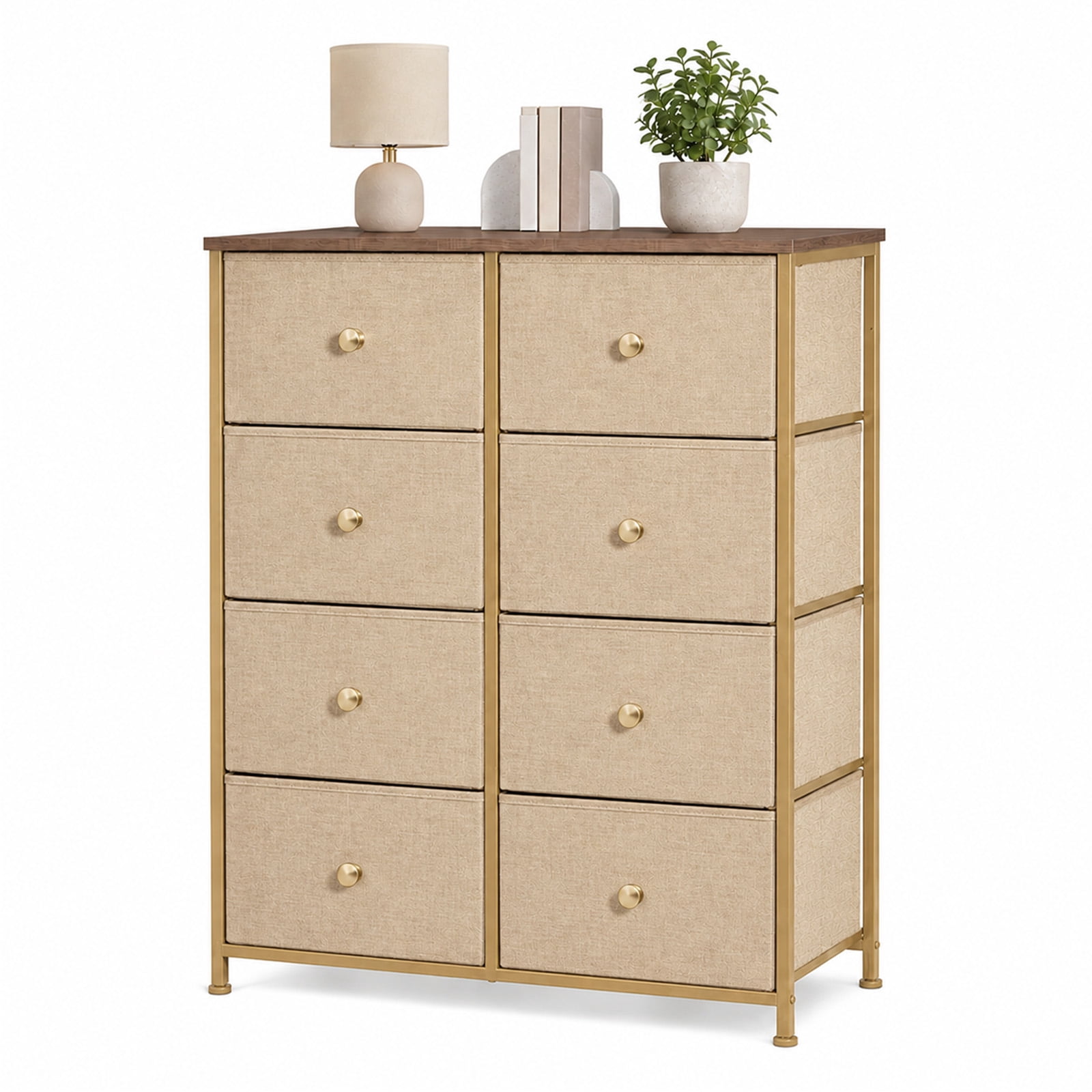 Alvantor 8/9 Drawer Fabric Dresser, Storage Tower for Bedroom and Closet, Chest of Drawers with Sturdy Steel Frame & Wooden Top for Living Room, Entryway