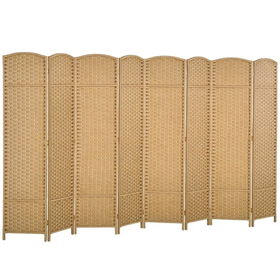 Alvantor 8-Panel Freestanding Privacy Screen with Nature Wood Finish