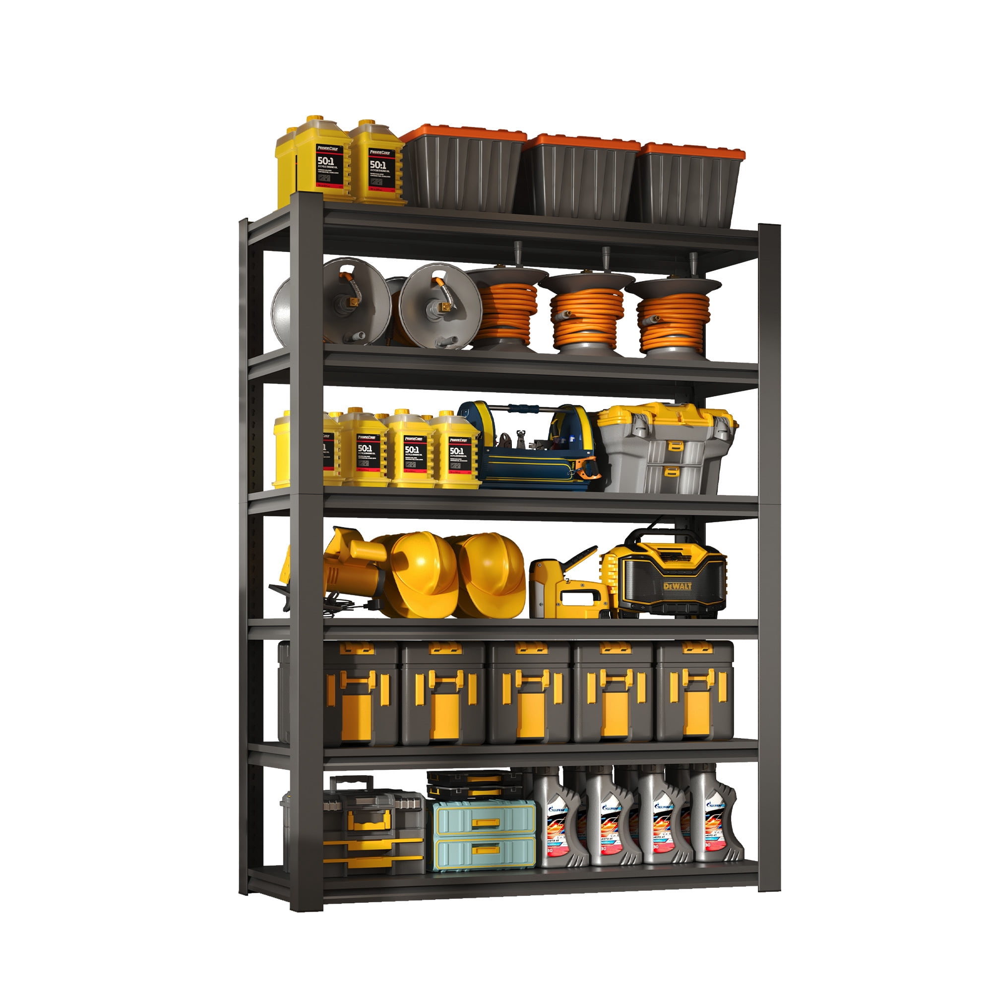 Alvantor 82"H Metal Storage Shelving 6-Tier 2400LBS Adjustable Heavy Duty Shelving Industrial Shelf for Garage 48"W x 18"D x 82"H Black