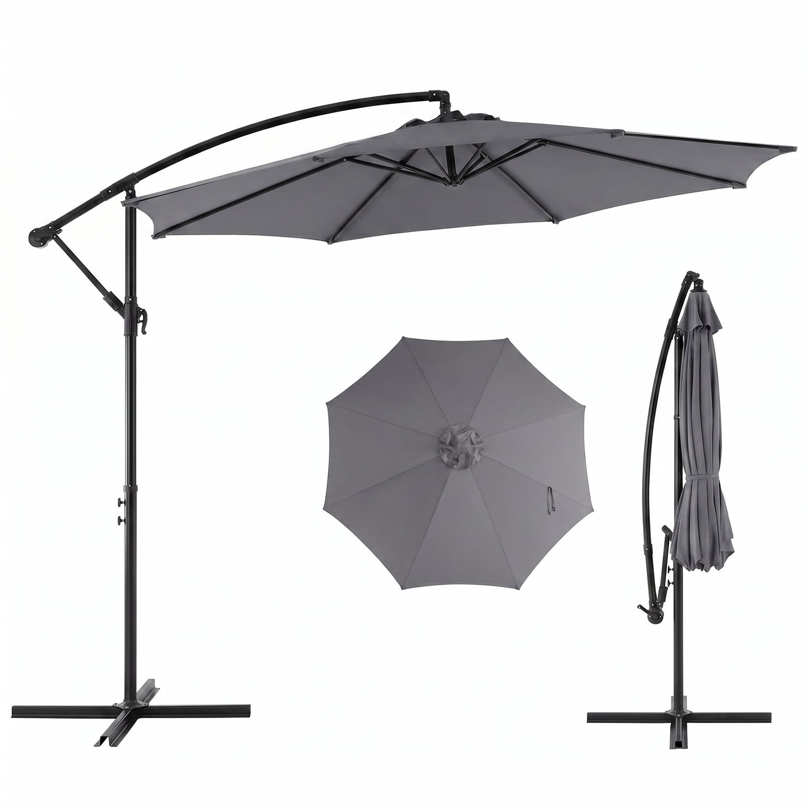 Alvantor 9.8FT Offset Cantilever Patio Umbrella with Crank & 8 Ribs, Easy Tilt Adjustment, UPF 50+ UV Protection for Backyard Patio Lawn