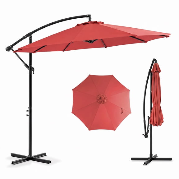Alvantor 9.8FT Offset Cantilever Patio Umbrella with Crank & 8 Ribs, Easy Tilt Adjustment, UPF 50+ UV Protection for Backyard Patio Lawn