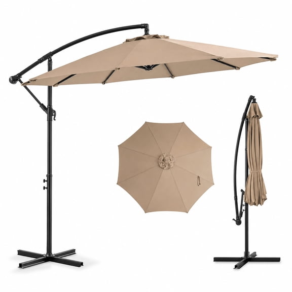 Alvantor 9.8FT Offset Cantilever Patio Umbrella with Crank & 8 Ribs, Easy Tilt Adjustment, UPF 50+ UV Protection for Backyard Patio Lawn