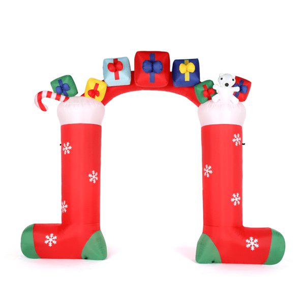 Alvantor 9 ft Christmas Inflatable Arch with 11 LED Lights, Stocking Entryway Decoration, Red