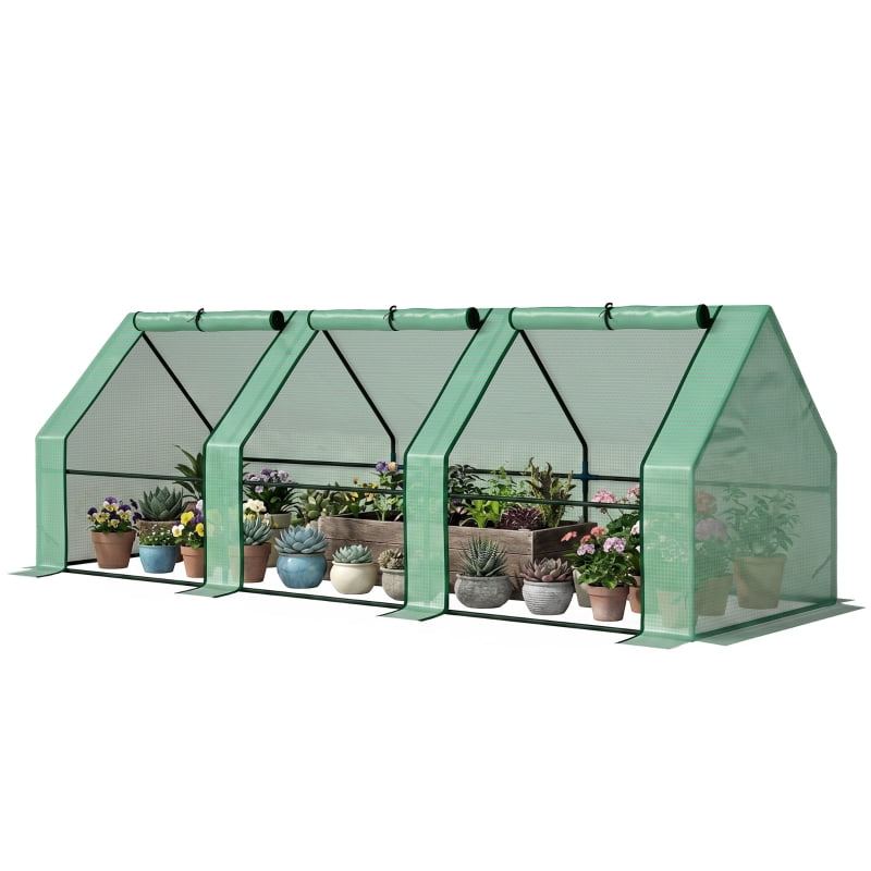 Alvantor 9'x3'x3' Portable Mini Greenhouse Outdoor with Large Zipper Doors and UV PE Cover, Green