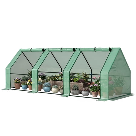 Alvantor 9'x3'x3' Portable Mini Greenhouse Outdoor with Large Zipper Doors and UV PE Cover, Green