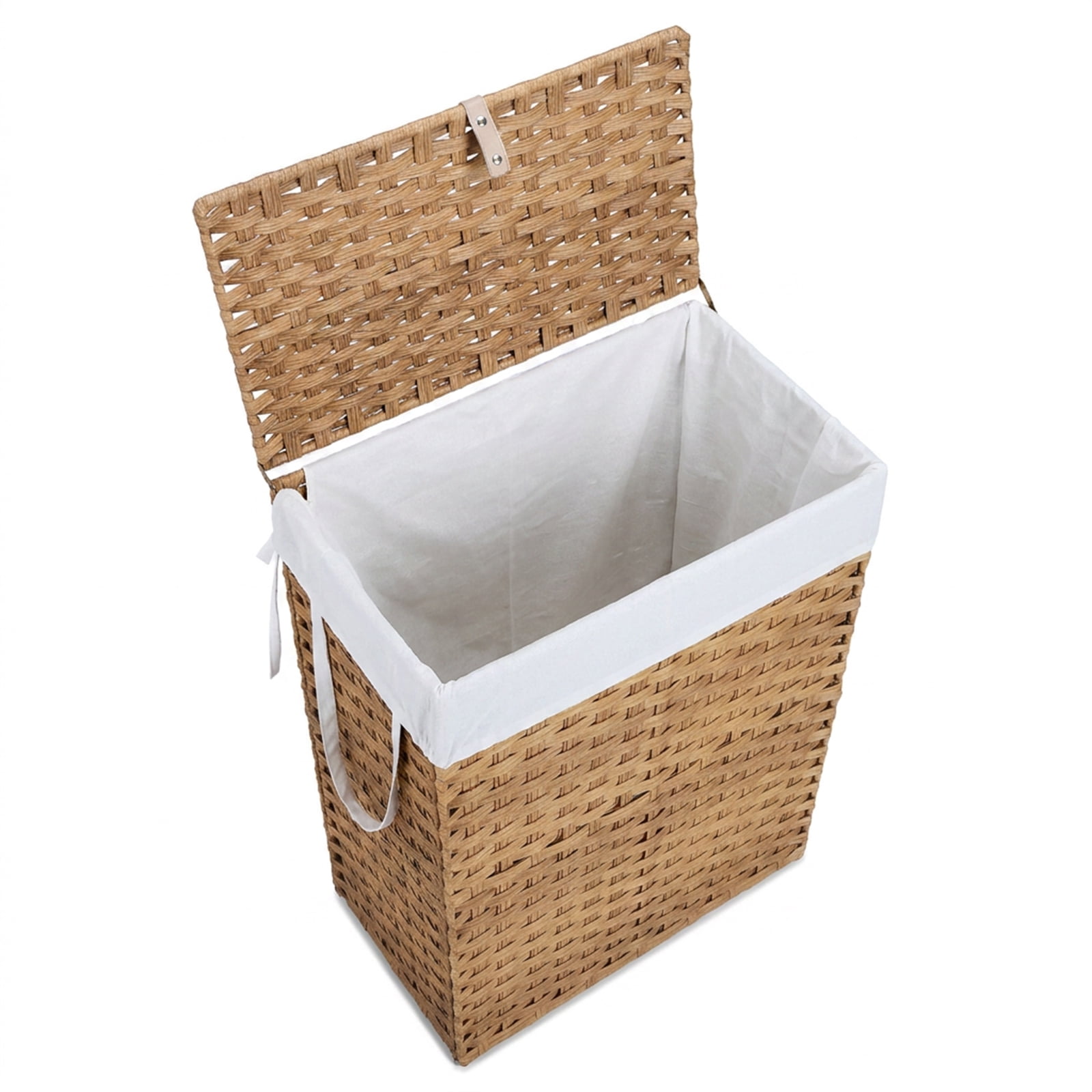 Alvantor 90L/110L Laundry Hamper with Lid, No Install Needed, Synthetic Rattan Clothes Laundry Basket with Lid and Handles, Foldable, Removable Liner, with Handles