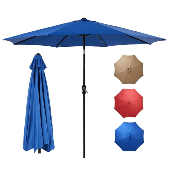 Alvantor 9FT Outdoor Patio Umbrella with Crank & Tilt, Waterproof Sun Shade Market Umbrella for Garden, Backyard (Khaki/Blue/Red)