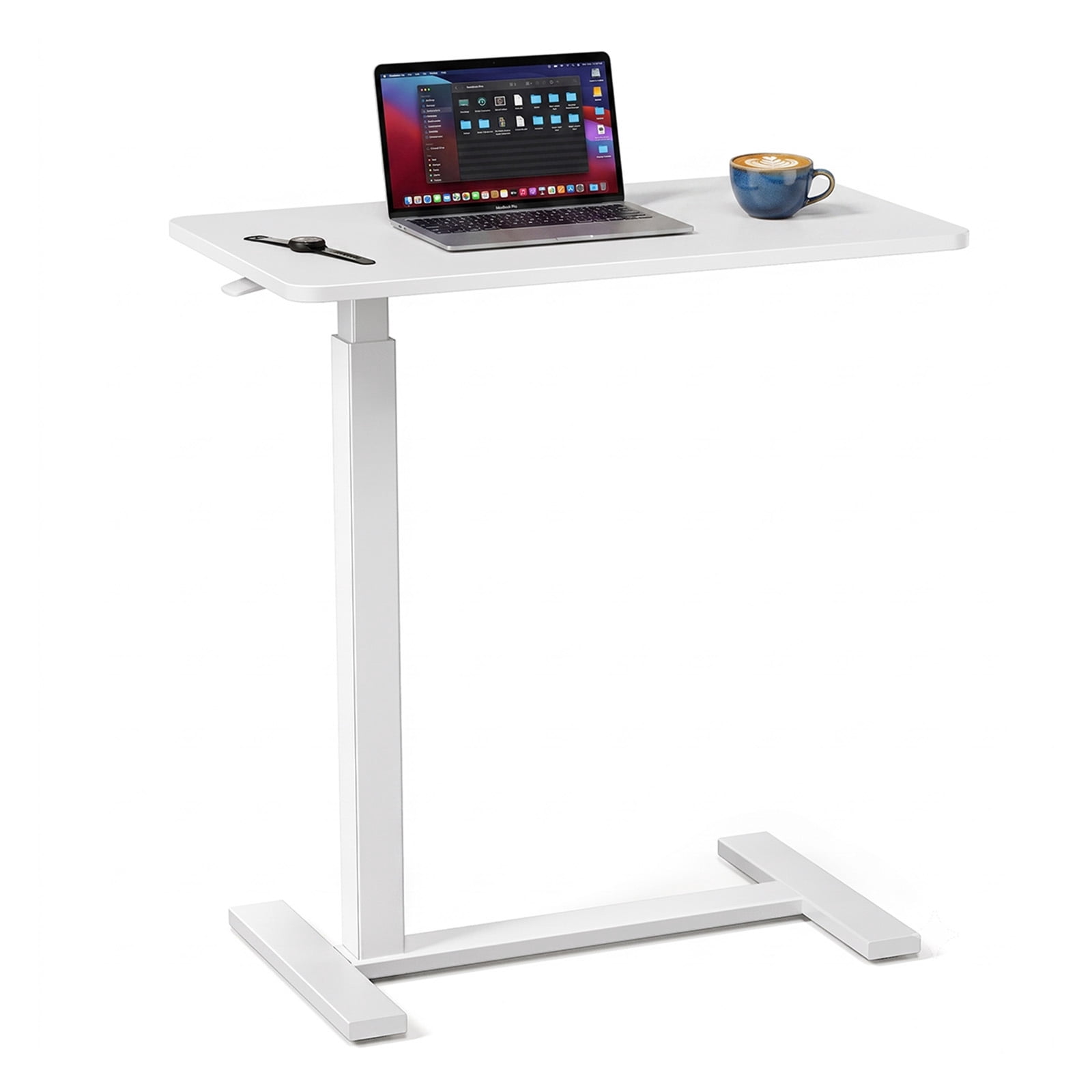 Alvantor Adjustable Bedside Table with Wheels, Rolling Overbed Table, Portable Standing Cart & Laptop Desk for Bed, Couch, Wheelchair