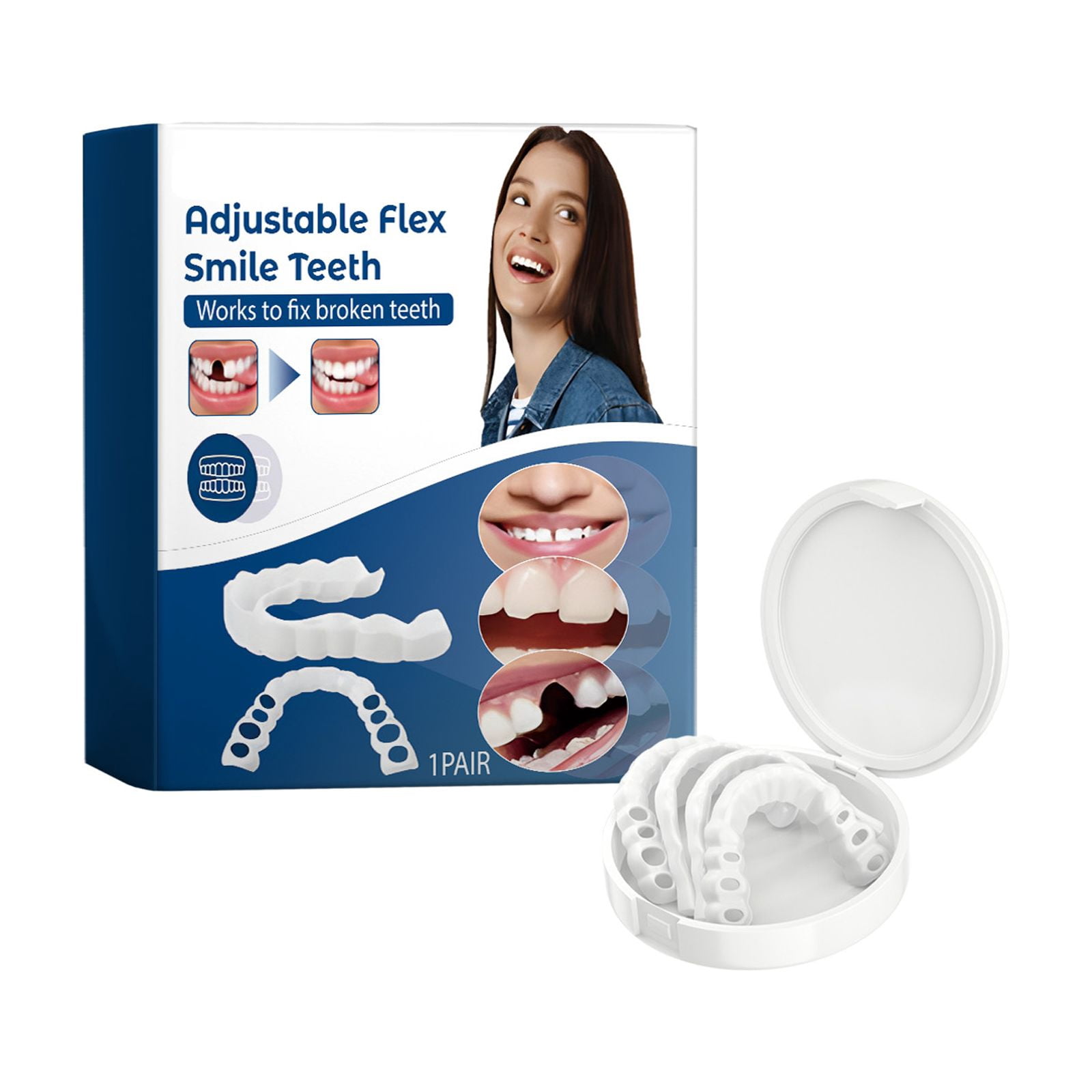 Alvantor Adjustable Flex Snap-On Smile Teeth Silicone Temporary for ...