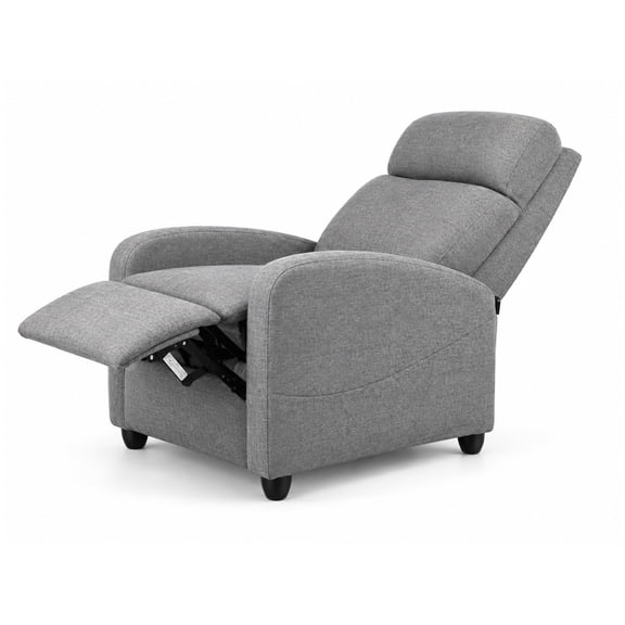 Alvantor Adjustable Recliner Chair with Padded Backrest, Footrest and Hardwood Frame, Woven Fabric, Gray, 26.77 x 61.42 x 39.37 in